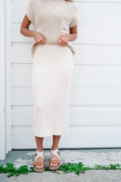 Kendall Ribbed Knit Midi Skirt
