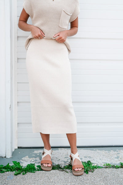 Kendall Ribbed Knit Midi Skirt