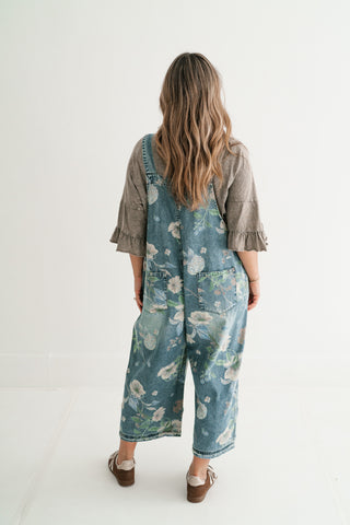 Wildflower Way Floral Print Denim Overalls