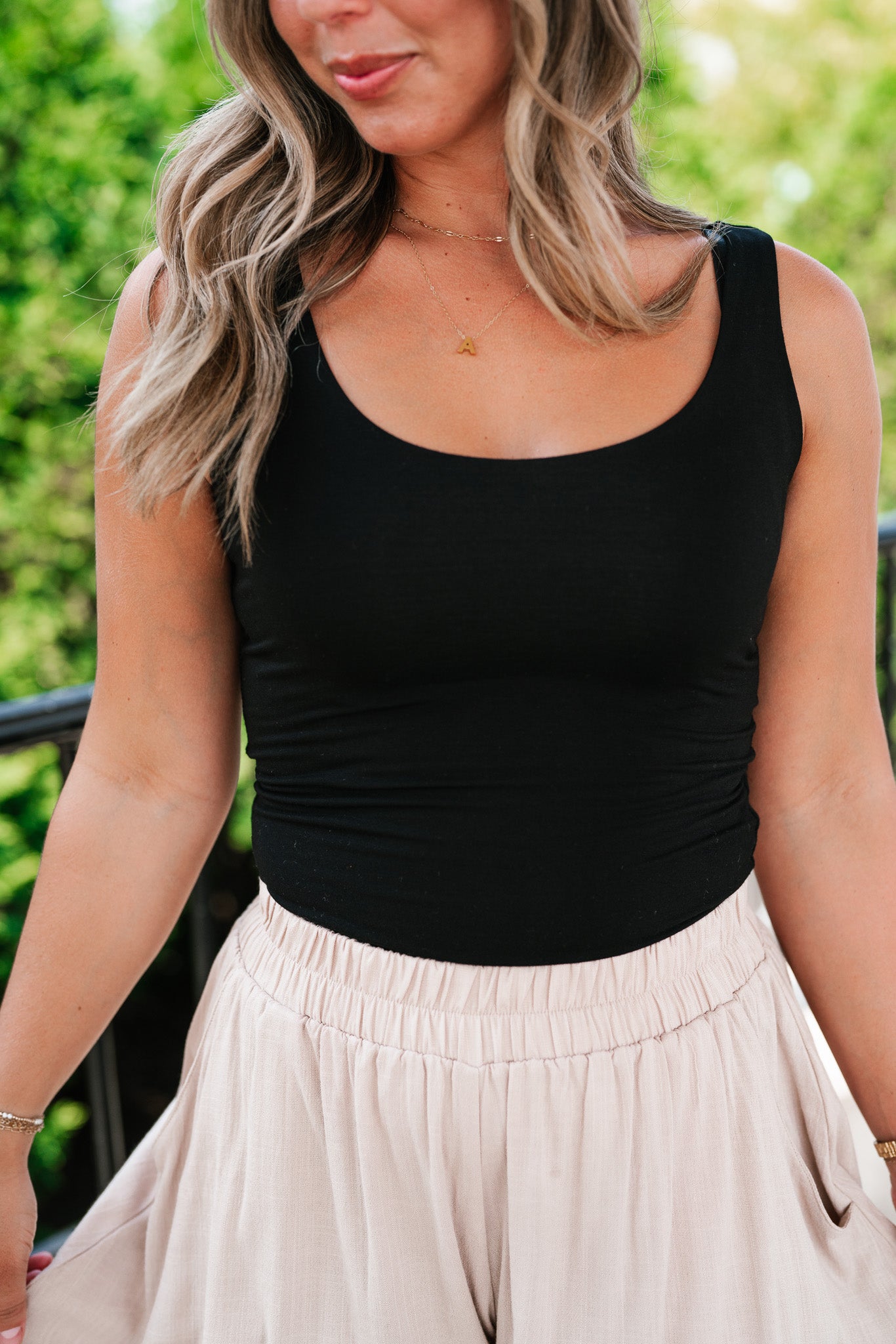 Perfect Layer Scoop Neck Tank - Black