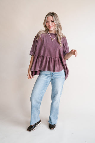 Soft Horizons Peplum Top - Mulberry