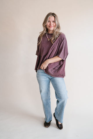 Soft Horizons Peplum Top - Mulberry