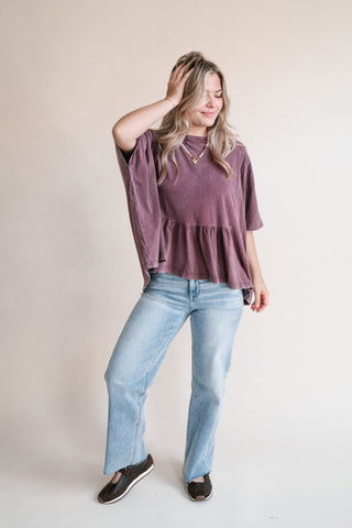 Soft Horizons Peplum Top - Mulberry