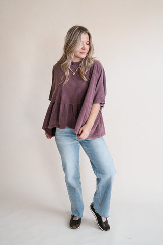 Soft Horizons Peplum Top - Mulberry