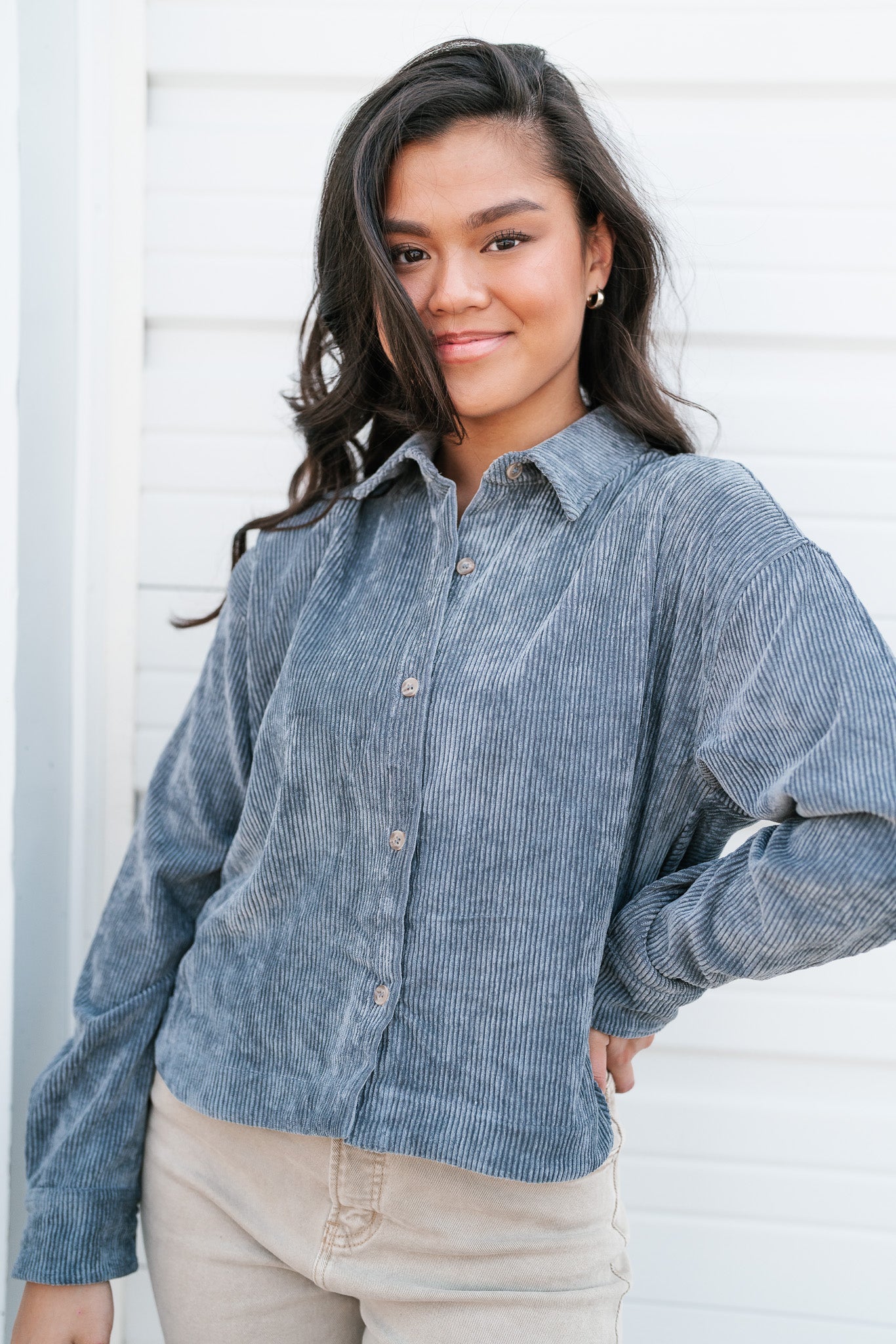 Too Trendy Cropped Shacket - Charcoal
