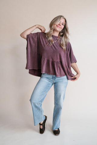 Soft Horizons Peplum Top - Mulberry