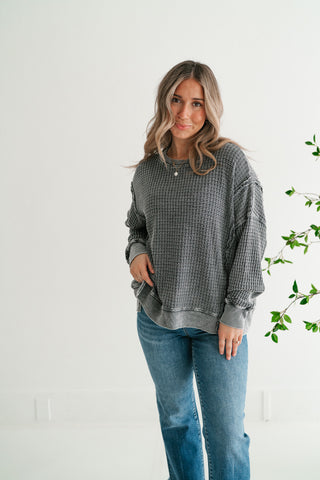 Daily Waffle Knit Oversized Top