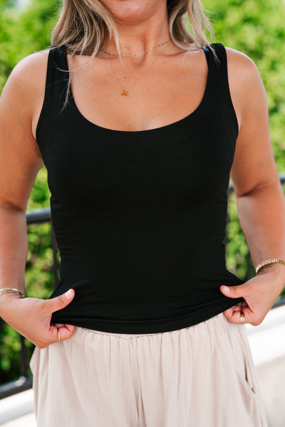 Perfect Layer Scoop Neck Tank - Black