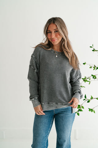 Daily Waffle Knit Oversized Top