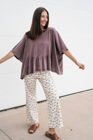 Soft Horizons Peplum Top - Mulberry