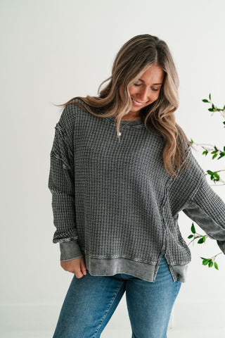 Daily Waffle Knit Oversized Top