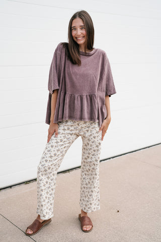 Soft Horizons Peplum Top - Mulberry