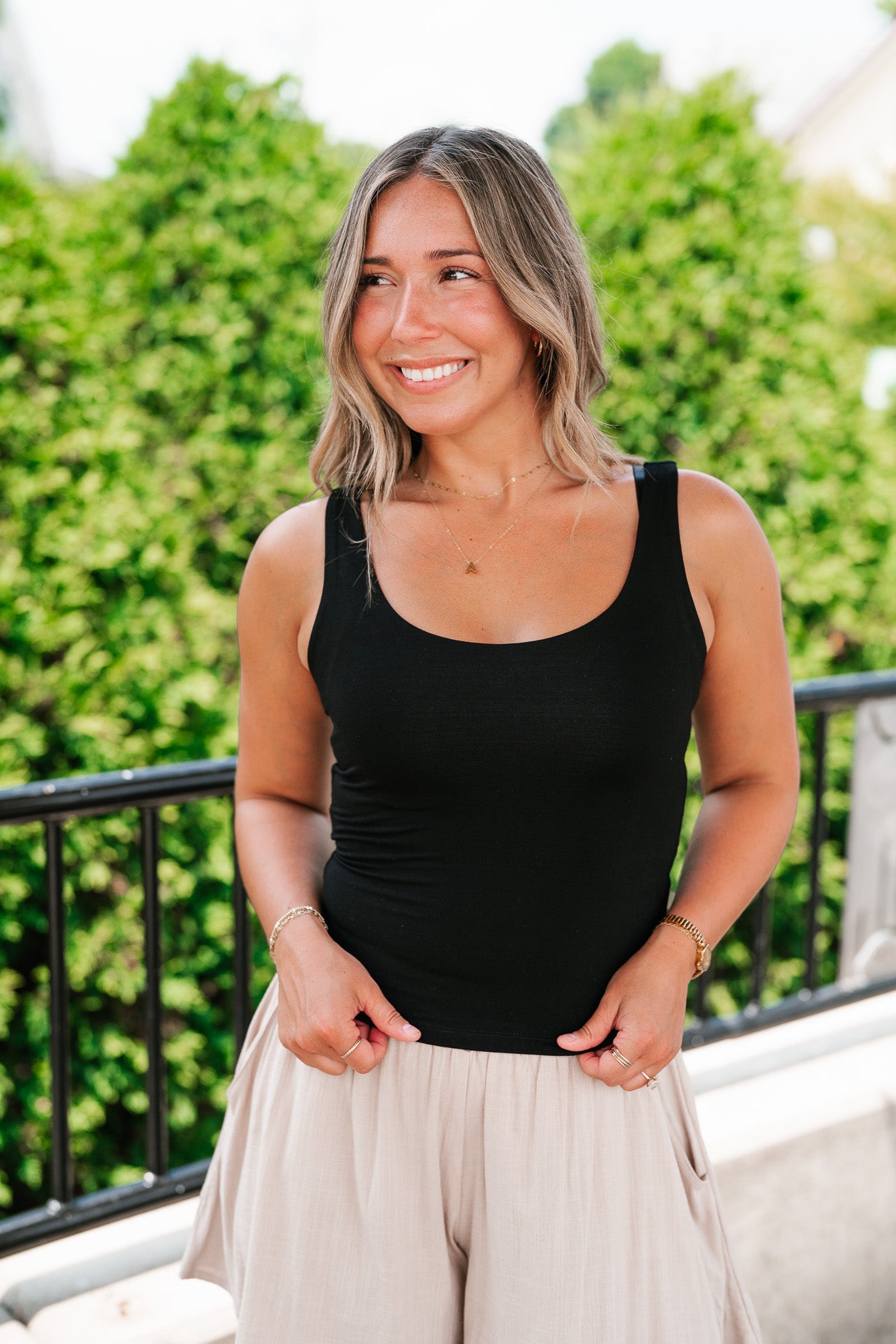 Perfect Layer Scoop Neck Tank - Black