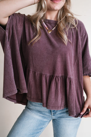 Soft Horizons Peplum Top - Mulberry