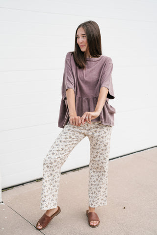 Soft Horizons Peplum Top - Mulberry