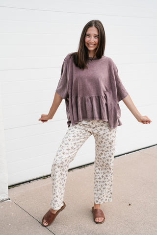 Soft Horizons Peplum Top - Mulberry