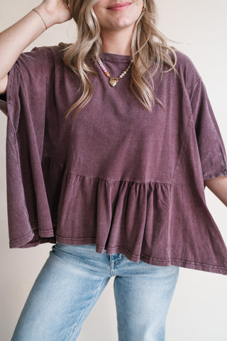 Soft Horizons Peplum Top - Mulberry