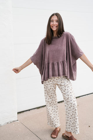 Soft Horizons Peplum Top - Mulberry
