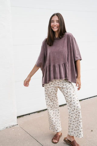 Soft Horizons Peplum Top - Mulberry