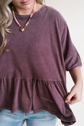 Soft Horizons Peplum Top - Mulberry