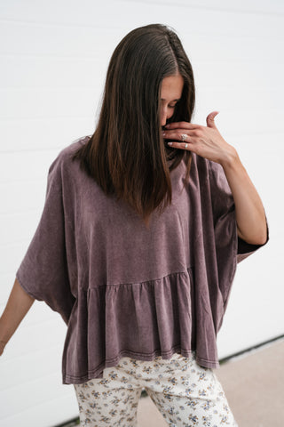 Soft Horizons Peplum Top - Mulberry