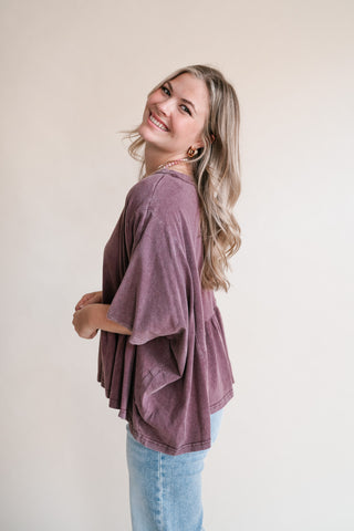 Soft Horizons Peplum Top - Mulberry