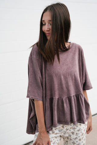 Soft Horizons Peplum Top - Mulberry