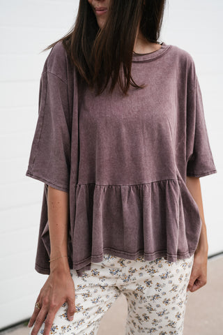 Soft Horizons Peplum Top - Mulberry