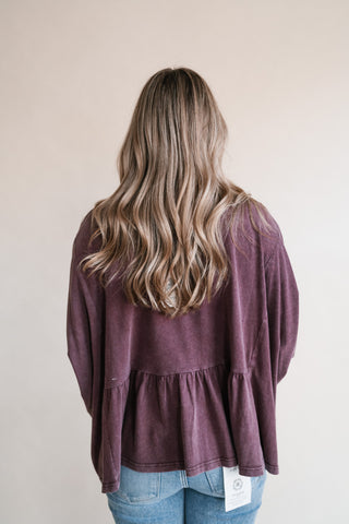 Soft Horizons Peplum Top - Mulberry