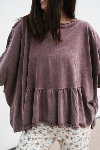 Soft Horizons Peplum Top - Mulberry
