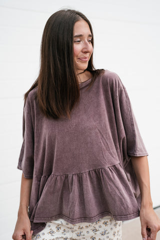 Soft Horizons Peplum Top - Mulberry