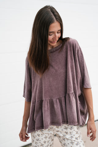 Soft Horizons Peplum Top - Mulberry