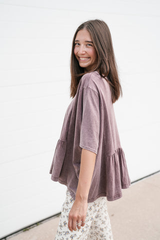 Soft Horizons Peplum Top - Mulberry