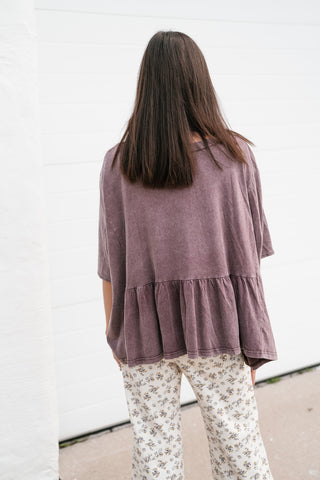 Soft Horizons Peplum Top - Mulberry
