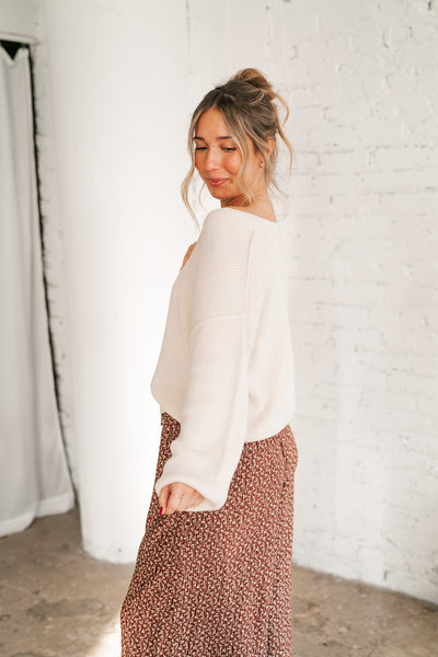 New In Neutral V-Neck Knit Sweater