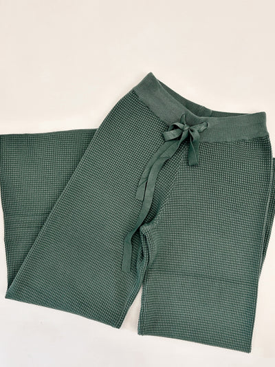 Comfy Girl Era Knit Pants - Spruce Green