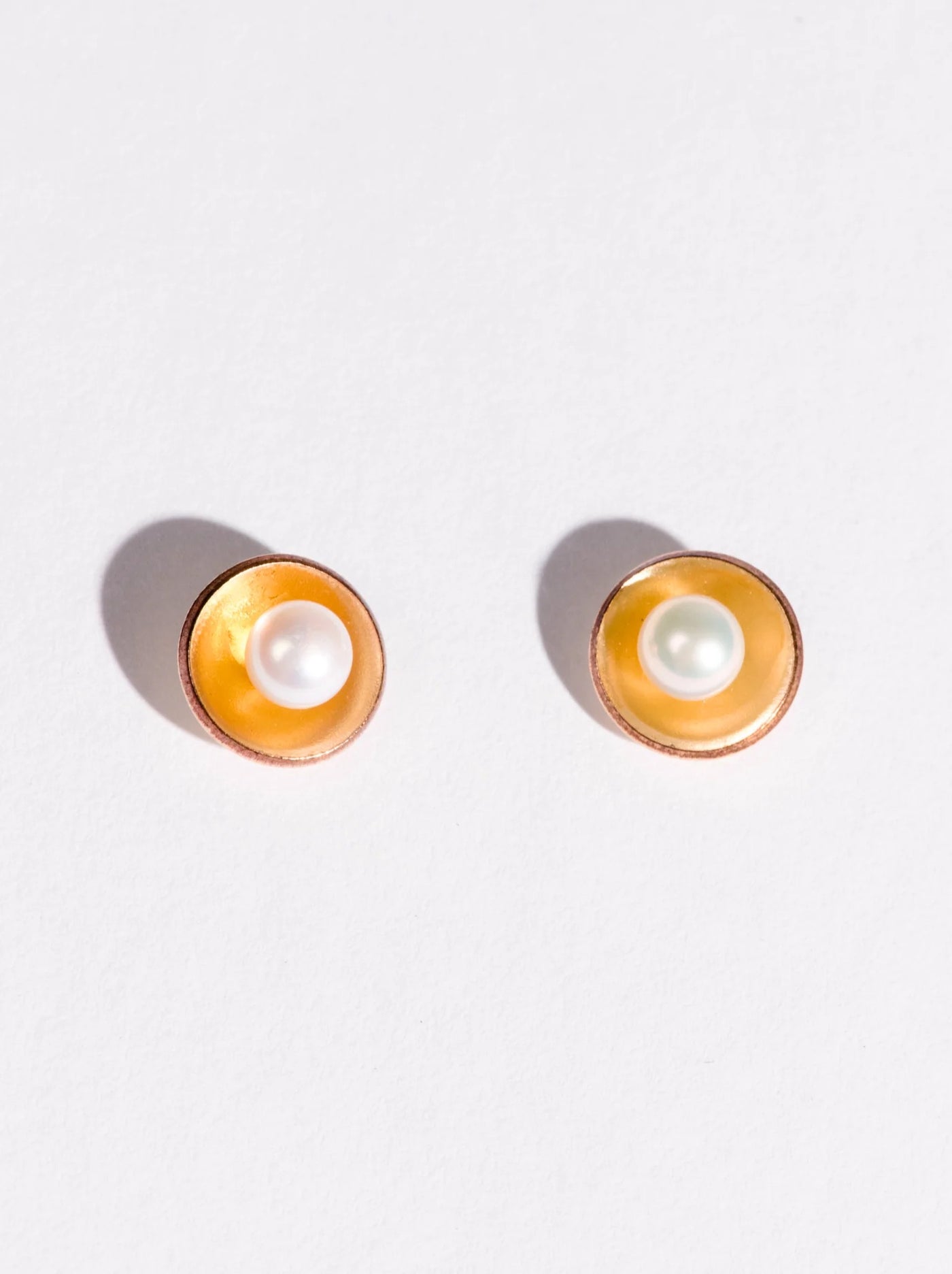 Able Emma Pearl Dish Studs: Gold Filled