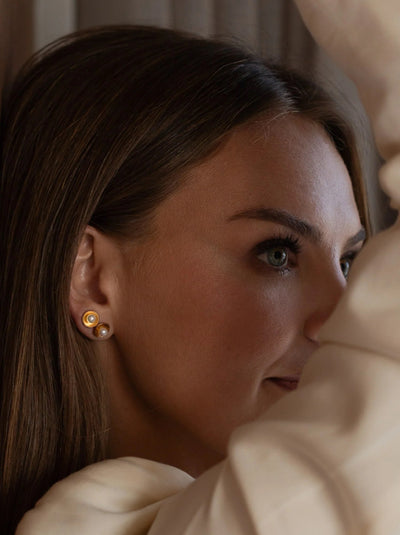 Able Emma Pearl Dish Studs: Gold Filled