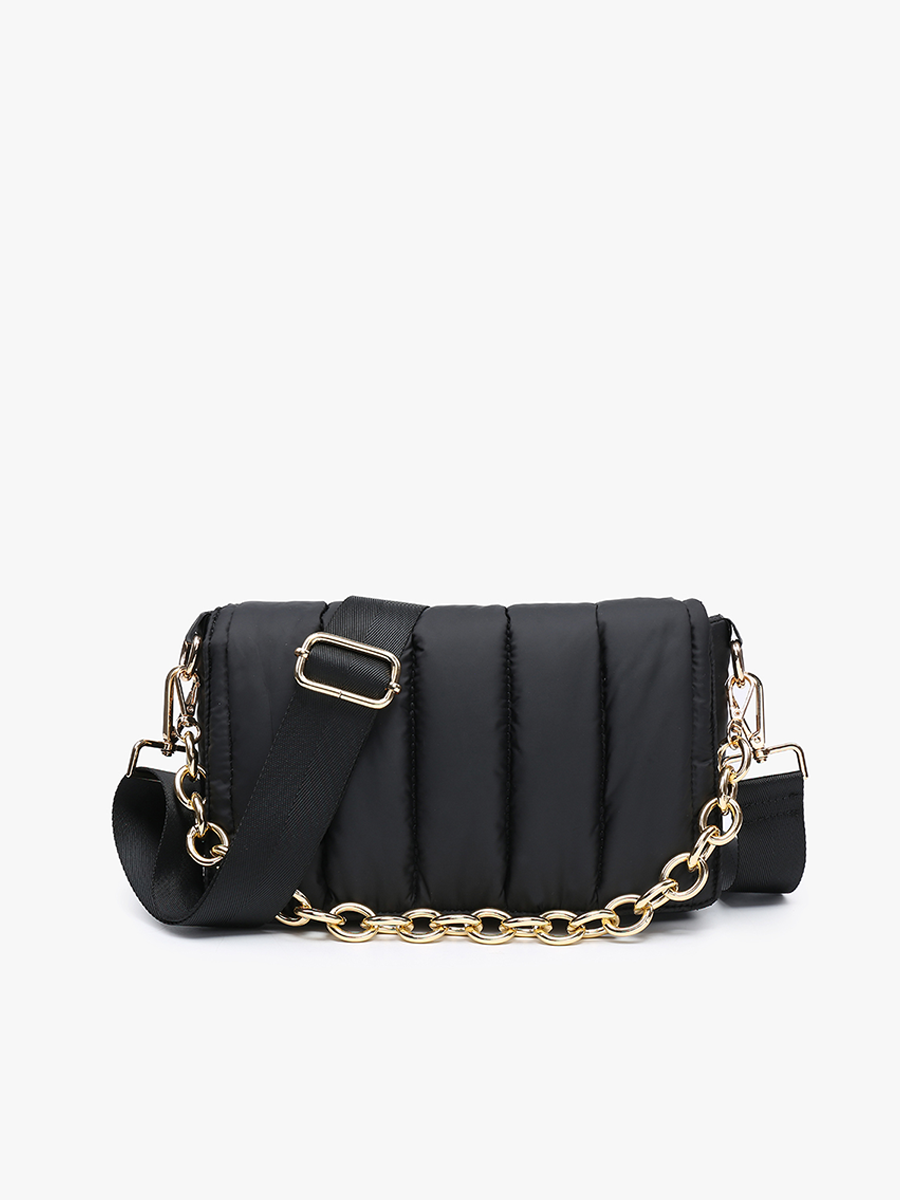Lala Quilted Chain Crossbody- Black