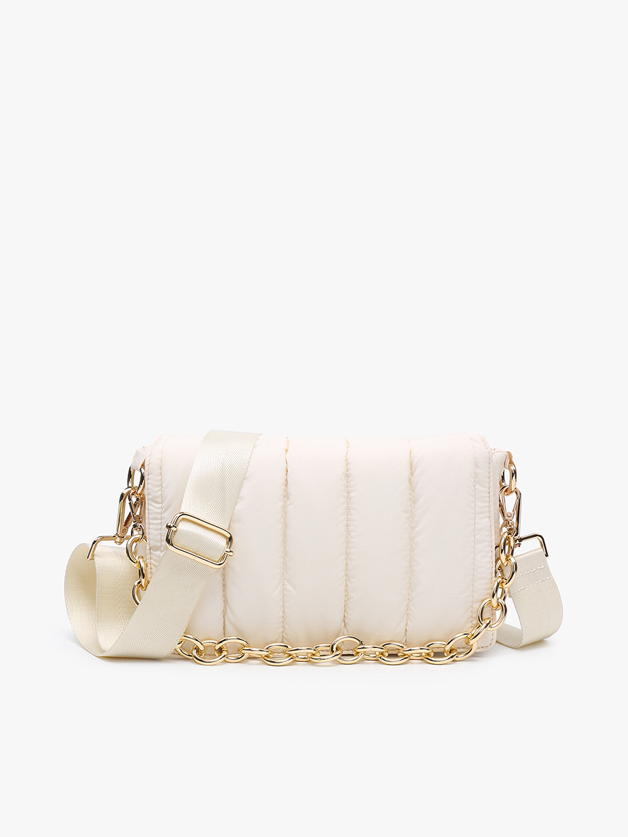 Lala Quilted Chain Crossbody- Off White