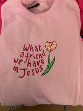 What A Friend We Have Oversized Crewneck - Bubblegum