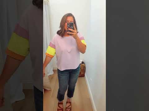 Delighted Color Block Short Sleeve Top- Lavender