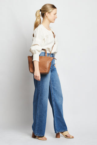 Able Lari Top-Zip Crossbody: Pebbled Whiskey