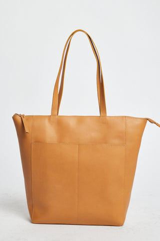 Able Lari Zip-Top Tote: Cognac