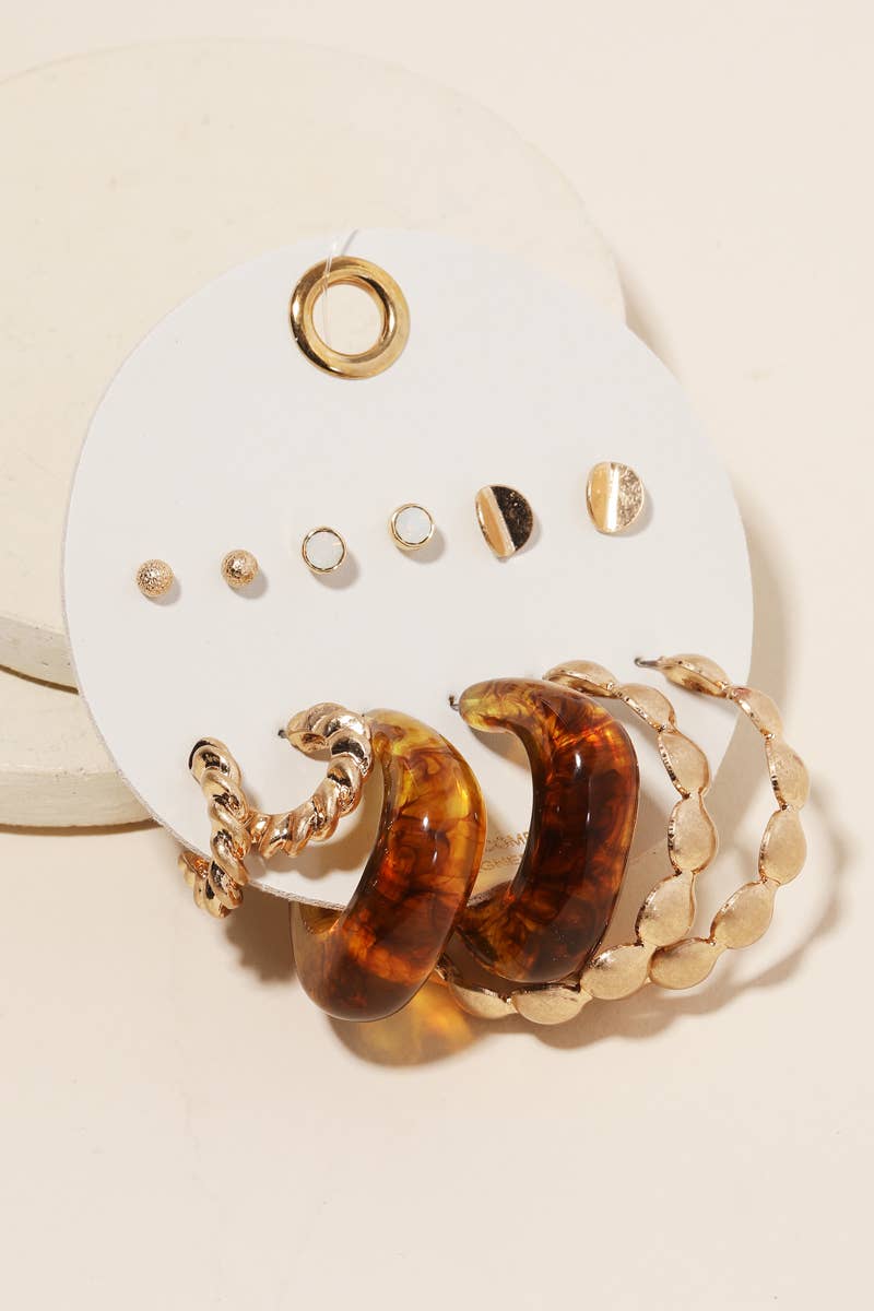 Assorted Accetate Metallic Earrings Set