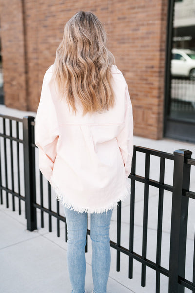 Color Me Pink Denim Distressed Jacket
