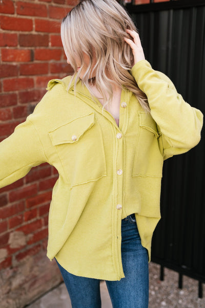 Slice of Lime Button Down Cozy Top