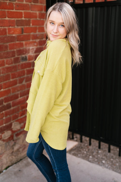Slice of Lime Button Down Cozy Top