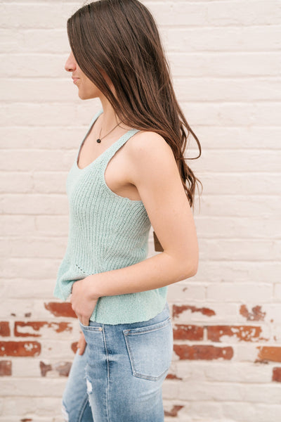 Mint For It Knit Ruffle Tank