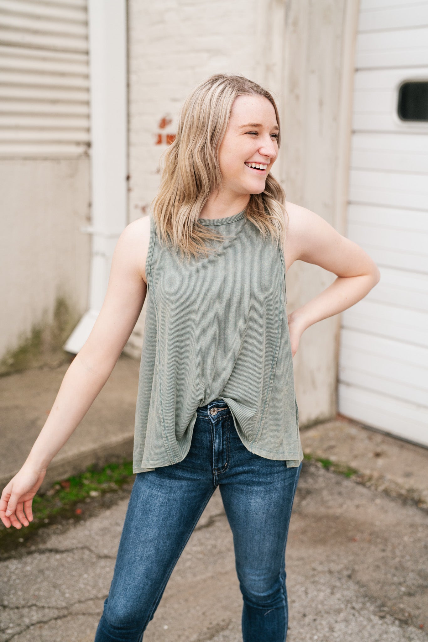 Weekend Ribbed Scoop Back Tank